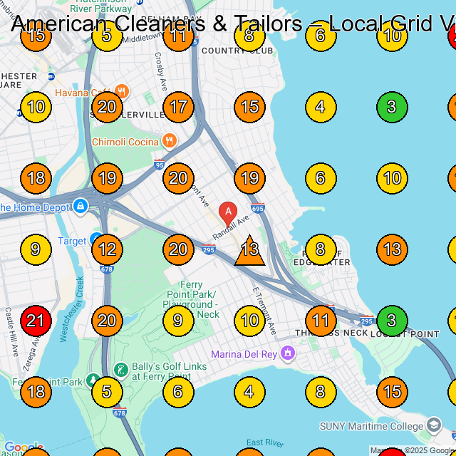 American Cleaners & Tailors Dry Cleaner GeoGrid ranking map for Bronx NY
